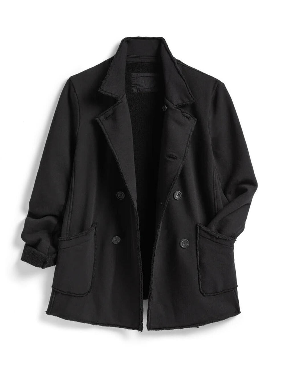 EUC Frank & Eileen Belfast Peacoat Jacket Women Size Medium Black Triple Fleece